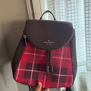 Kate Spade Plaid Backpack - Red and Brown